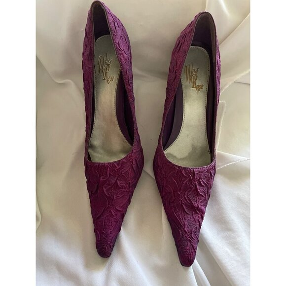 Wild Rose Textured Purple Heels Womens Pointed Toe Stiletto Size 11 - Picture 1 of 6